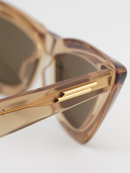 Bottega Veneta BV1101S 007 Sunglasses Brown Cat Eye Frame, Gold Lenses main image 4